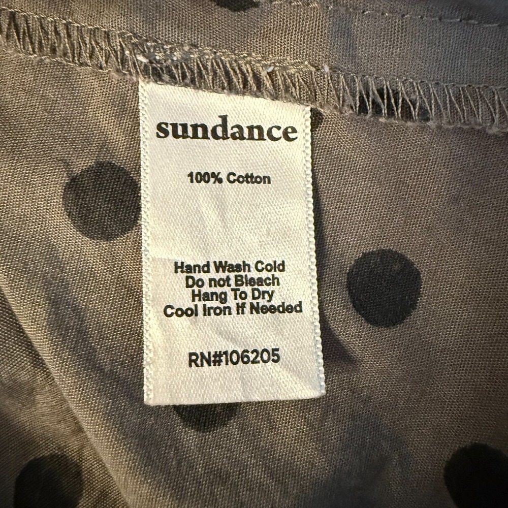 Sundance Olive Green "Lively Days" Top Polka Dot Cotton Pintuck Tunic Blouse MED - Picture 10 of 10